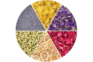 HAIOPS Dried Flowers Soap Making Scents Kits Rosepetals, Lavender, Gold-Chrysanthemum, Forget-Me-Not, Lemon Slice, Jasmine, 6 Bags