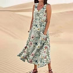 Generic Women's Dresses Cotton Linen Flowy Casual