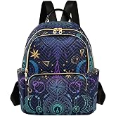 ALAZA Moon Star Witchy Blue & Purple Mini Backpack Purse for Women Travel Bag Fashion Daypack Back Pack Shoulder Bag