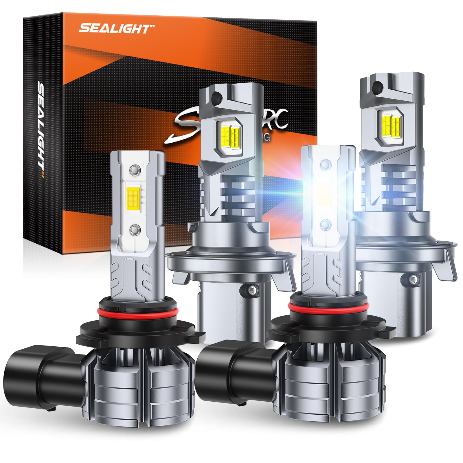 SEALIGHT H13 + H10 for Ford F150 2004-2014, Ford F250 2005-2020 F350, for Dodge Dakota 2005-2009, H13 H10 LED Light Bulbs Combo, 62,000LM 9008 9145 Fog Lights LED Bulb, Pack of 4 Image