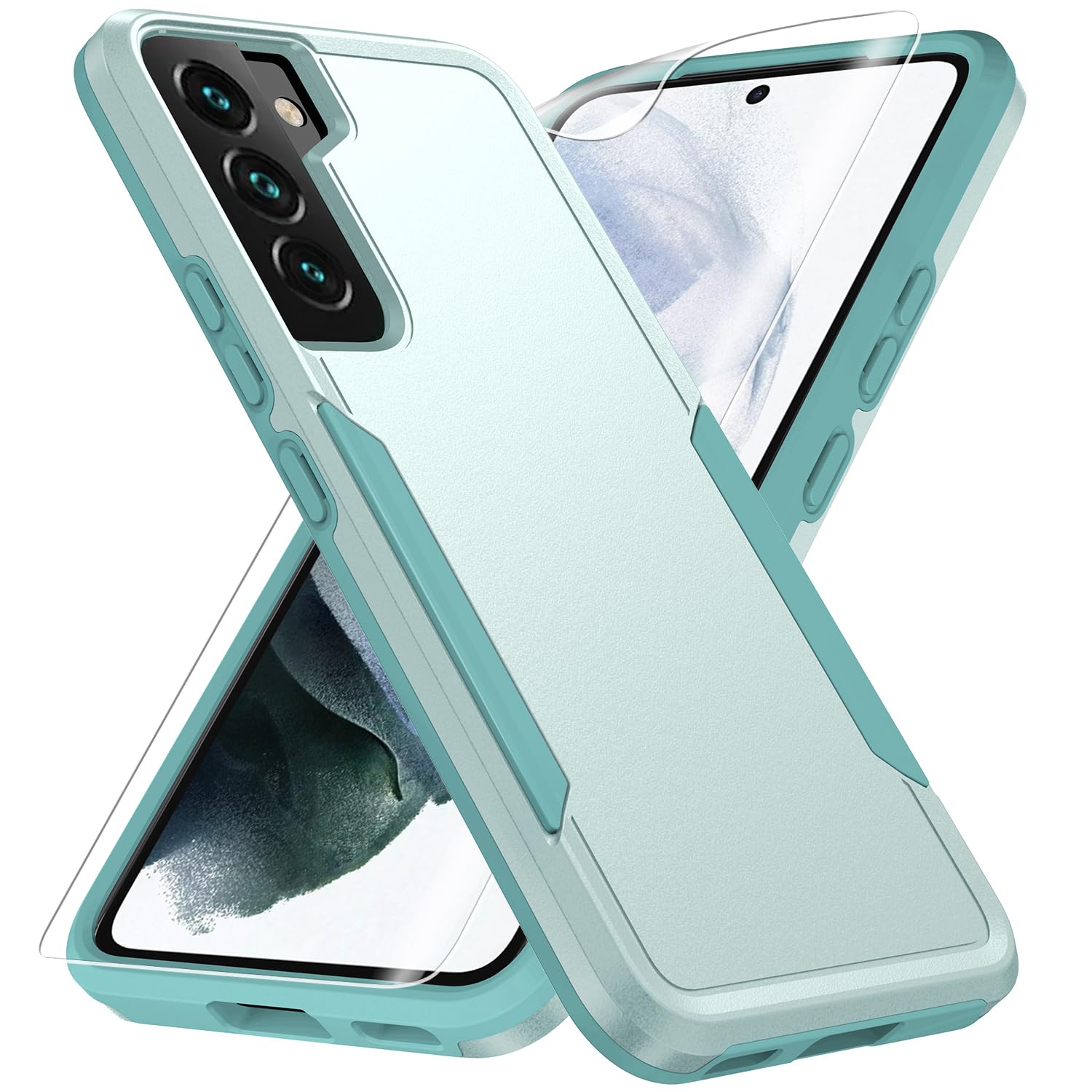 for Samsung Galaxy S22 Case,with HD Screen Protector [Military Grade Drop Tested] Heavy-Duty Tough Rugged Shockproof Protective Case for Samsung S22, Green