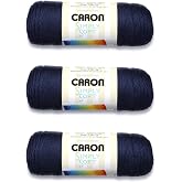 Caron Simply Soft Solids Yarn (4) Medium Gauge 100% Acrylic - 6 oz - Dark Country Blue - Machine Wash &amp; Dry