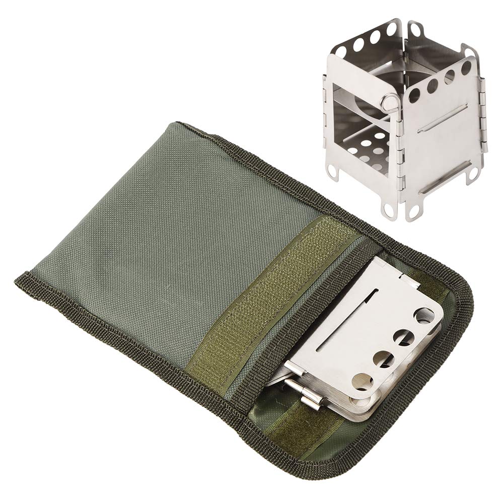 Goshyda Folding Stove Wood Burning Stove, Stainless Steel Campfire Grill Camping Fire Pit Carrying Bag, for Backyard BBQ