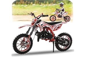 HOVTOIL 49cc 2-Stroke Kids Dirt Bike, Gas Power Motocross, Pocket Rocket Bike with Front Rear Disc Brakes, Off Road Mini Motorcycle, Pocket Motorbike, Racing Max Speed 40KM/H Red