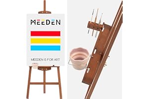 MEEDEN Easel Stand for Painting Canvas: Beechwood Lyre Easel Tripod Stand - Adjustable Art Paint Easel with Brush Holder, Was