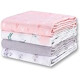 Little Grape Land Muslin Swaddle Blankets 47''x47'' 4 Pack, 100% Cotton Large Size Baby Swaddles for Newborn, Soft Breathable Baby Blankets for Newborns, Butterfly&Bunny