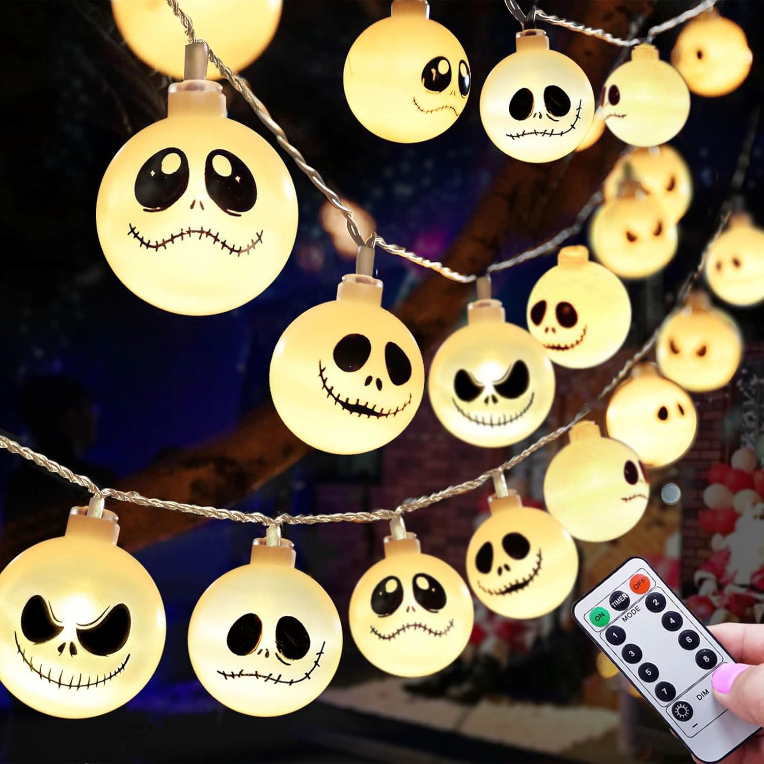 String Lights - Battery Operated Nightmare Before Christmas Decorations String Lights, 30 LEDs Battery Xmas Lights for Indoor Outdoor Decorations Home,Bedroom, Balcony, Patio, Halloween, Christmas Party (8 Modes)