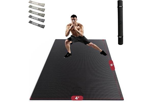 HAPBEAR Extra Large Exercise Mat - 6'x4'x8mm(1/3 inch), Shoes-Friendly, Non-Slip, Ultra Durable, Thick Workout Mats for Home