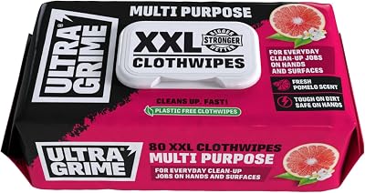 UltraGrime XXL Wet Wipes Pomelo Scented Plastic-Free Cleaning Cloths 80 Pack