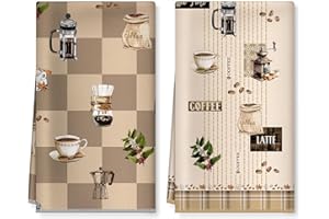 Arquiel Coffee Microfiber Kitchen Towels, Soft Absorbent Hand Towel 15.7 × 23.6 inch, Thick Dish Cloth for Party Anniversary 