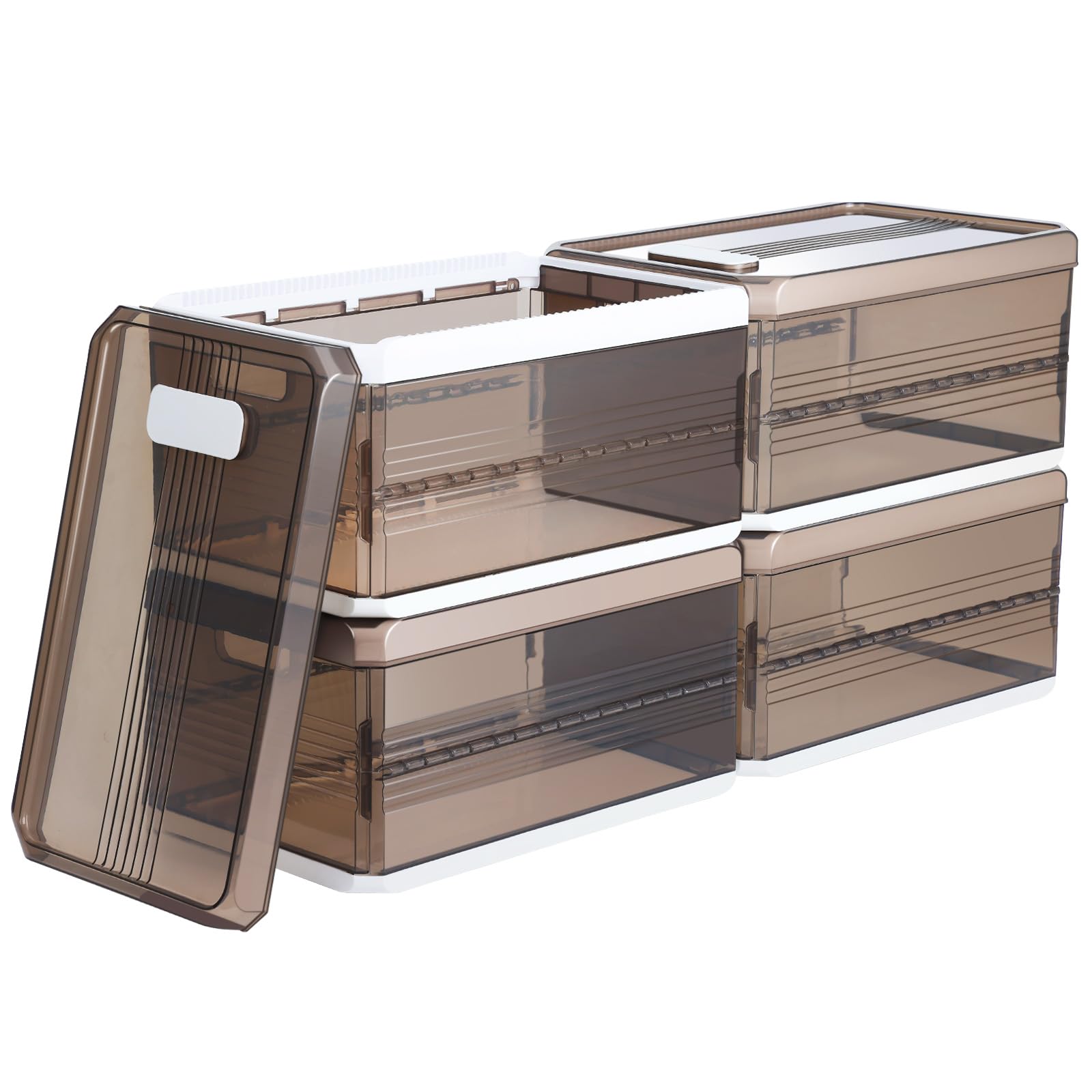 Homsorout Stackable Storage Bins with Lids, Large Plastic Drawer ...