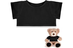 RoundFunny Bear Tee Shirt Fit 14-18inch Bear Clothes Stuffed Animal Clothes Shirt Basic Stuffed Bears Dolls Shirt, Black
