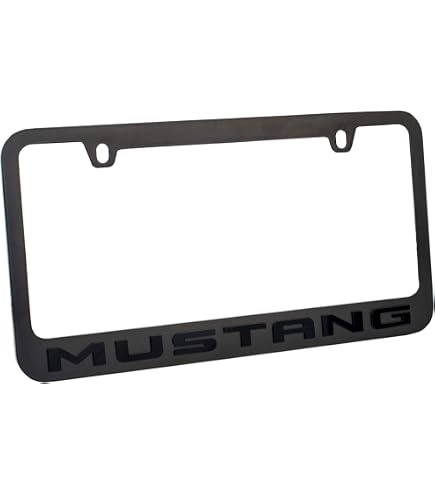 Ford Mustang Blue Lettering Black Metal License Plate Frame – Front Or Rear