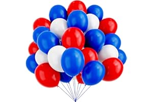 YMSZ Red White and Blue Balloons, 67pcs 12 Inch Red White and Royal Blue Balloons 4th of July Patriotic Balloons for Independence Day Nautical Baseball Birthday Party Decorations