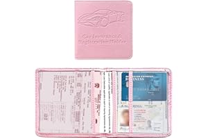 Kewucn Car Registration and Insurance Card Holder, Premium Leather Glove Box Organizer, Magnetic Closure Auto Document Holder for Driver License and Cards, Perfect for Most Cars