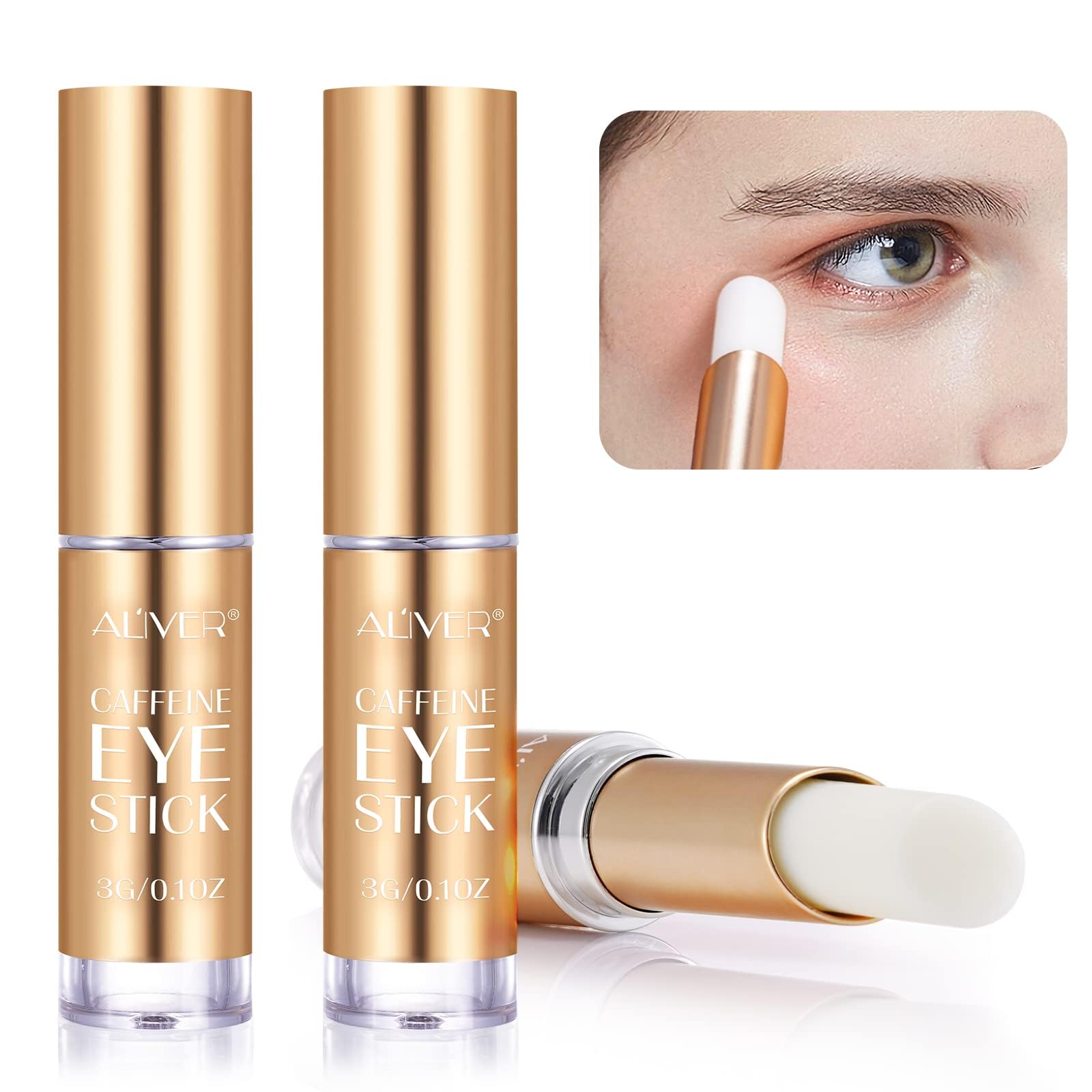 Caffeine Eye Stick, 2Pcs Eye Cream Stick With Caffeine,Brighten Eye Cream Stick for Dark Circles and Puffy Eyes & Wrinkles,Tightening Balm, Anti Aging, Lift Eye Line,Moisturising Eye Balm Eye Skincare