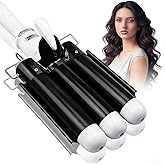1.25 inch Three Barrel Curling Iron: Aleath Large 3 Barrel Hair Crimper with LCD Display - Dual Voltage Hair Waver Jumbo
