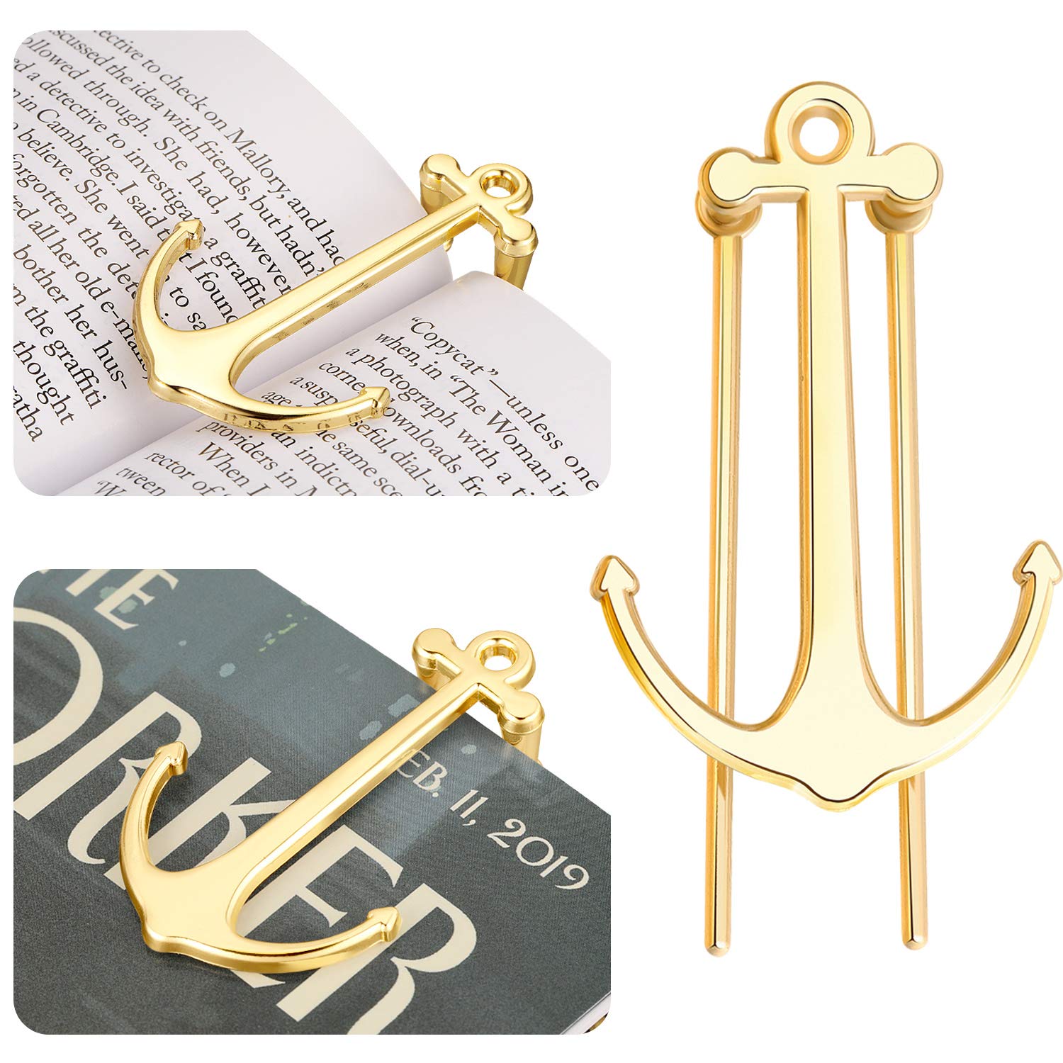 2 Pieces Bookmarks Creative Anchor Bookmark Metal Page Holder for Reading Students Teachers Graduation Gifts Office Supplies