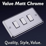 Varilight Triple Light Switch 2-Way Twin Plate Matt Chrome Brushed Steel Rockers view 3