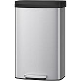 Garvee 21 gal / 80 L Stainless Steel Trash Can with Lid, Large Garbage Can for Kitchen, Rustproof Step-on Kitchen Metal Trash Bin with Liner Rim, Rear Handle, Soft Close Plastic Lid, Silver