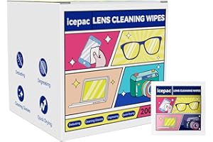 Glasses Wipes Lens Cleaner- 200 Pre-Moistened Individual Wrapped Eye Glasses Cleaning Wipes | Glasses Cleaner Safely Cleans G