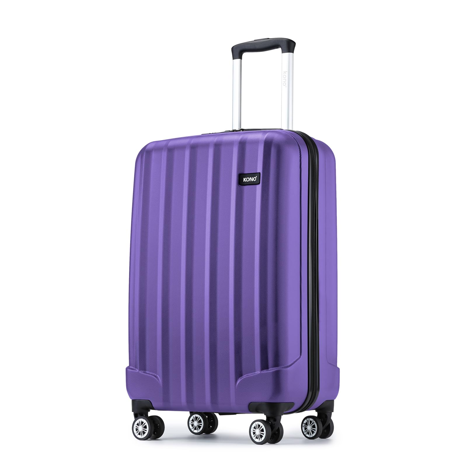 Kono 55x35x20cm Carry-on Suitcase for EasyJet Super Lightweight ABS+PC Suitcase with 4 Wheels Spinner Luggage Vertical Strip Travel Trolley Case (Purple) โ image 1