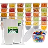 Freshware Food Storage Containers [50 Set] 12 oz Plastic Deli Containers with Lids, Slime, Soup, Meal Prep Containers | BPA Free | Stackable | Leakproof | Microwave/Dishwasher/Freezer Safe
