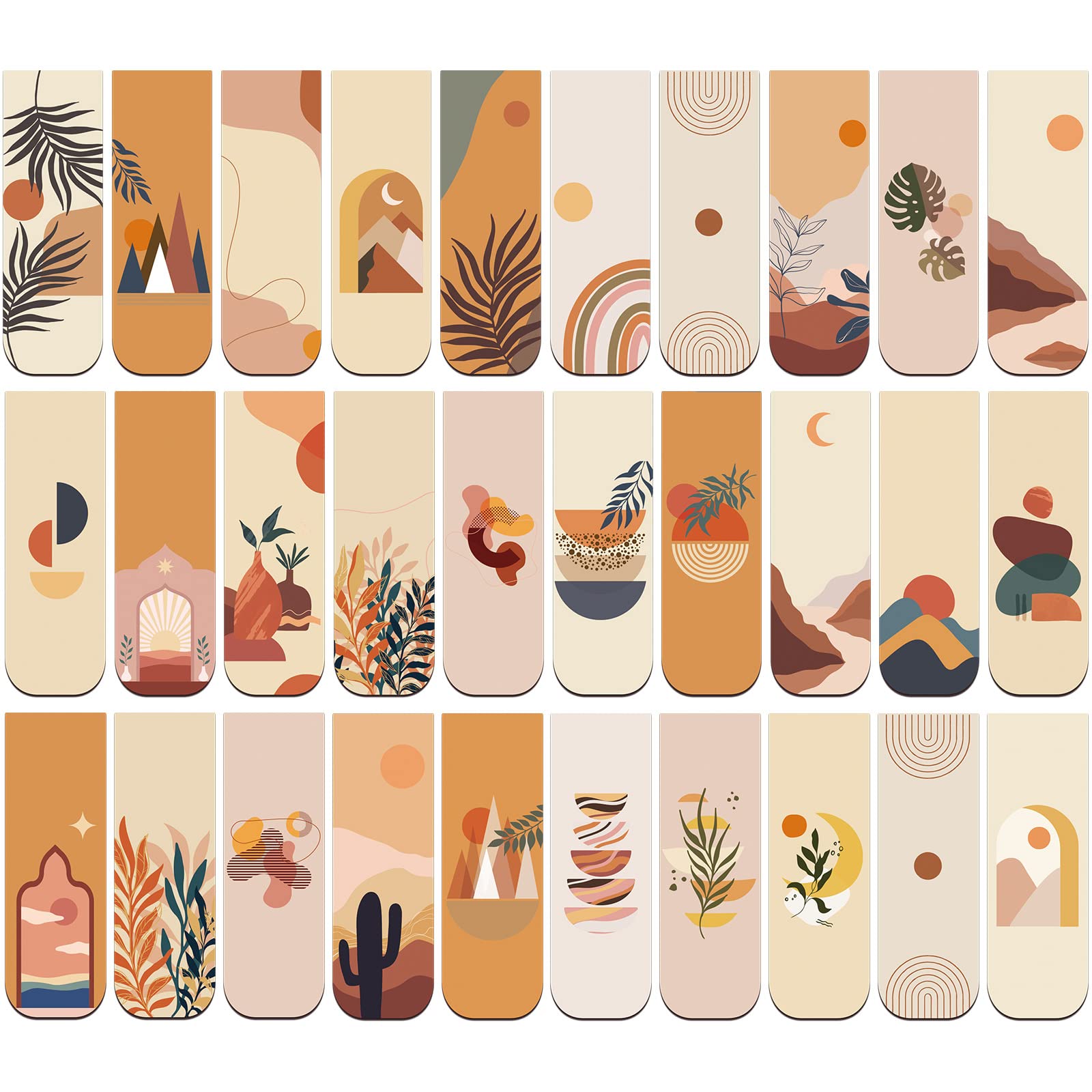 Sepamoon 45 Pieces Magnetic Bookmarks Abstract Boho Magnet Book Markers Assorted Sun Page Markers Clip with Landscape for Students Teachers Reading Book Lovers School Home Office Supplies