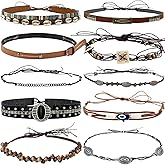 nemokamai 10 PCS Cowboy Hat Bands for Men Women, Leather Hatbands Belt for Cowboy/Western/Fedora/Cowgirl/Straw Hats