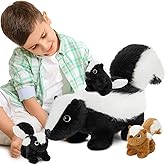MaoGoLan 4Pcs Giant Skunk Stuffed Animal, Kawai Mother Skunk Plush Toy with 3 Small Baby Skunk Plushies Inside, 22" Snuggle Stuffed Skunk for Kids Woodland Animal Lovers, Christmas Birthday Gift
