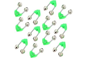 TEENSERY 30 Pcs Green Fish Rod Bells Fishing Rod Alarm Dual Alert Bells Fishing Accessory