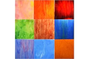 KIPHEPI 9 Sheets,Stained Glass,6 x 6 Inch Cathedral Art Glass for Mosaic Crafts Supplies, Assorted Colors Glass Sheets for Stunning Stained Glass Projects