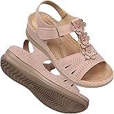 TEMOFON Wedge Sandals for Women Comfortable Walking Sandals Bohemian Open Toe Sandals Causal Summer Arch Support Flat Sandals