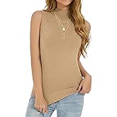 fanvita Sleeveless Mock Neck Tops for Women Slim Fit Turtleneck Vest Knit Sweaters