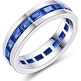 SweetJew Emerald Ring For Men Eternity Wedding Band 925 Sterling Silver 19 Emerald Cut Gemstone Promise Ring For Him Size 7-14