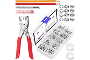 Swpeet 100 Sets 9.5mm/0.37" Silver Hollow Metal Snaps Buttons with Snap Fasteners Pliers Pull Crayons Tape Measure Assortment