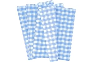 MUNILAIL 100 Sheets Gingham Tissue Paper 14 x 20 Inches Light Blue and White Checkered Tissue Paper for Gift Bags Bulk Wrapping Papers Gift Papers Tissue for Birthday Gift Packing Crafts
