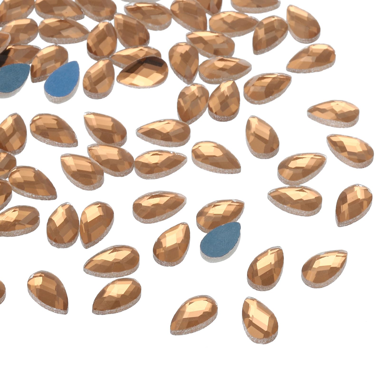 PATIKIL Acrylic Teardrop Gems, 100 Pcs 12x7mm Flat Back Teardrop Rhinestones Plastic Gems for Jewelry Making DIY Craft, Brown