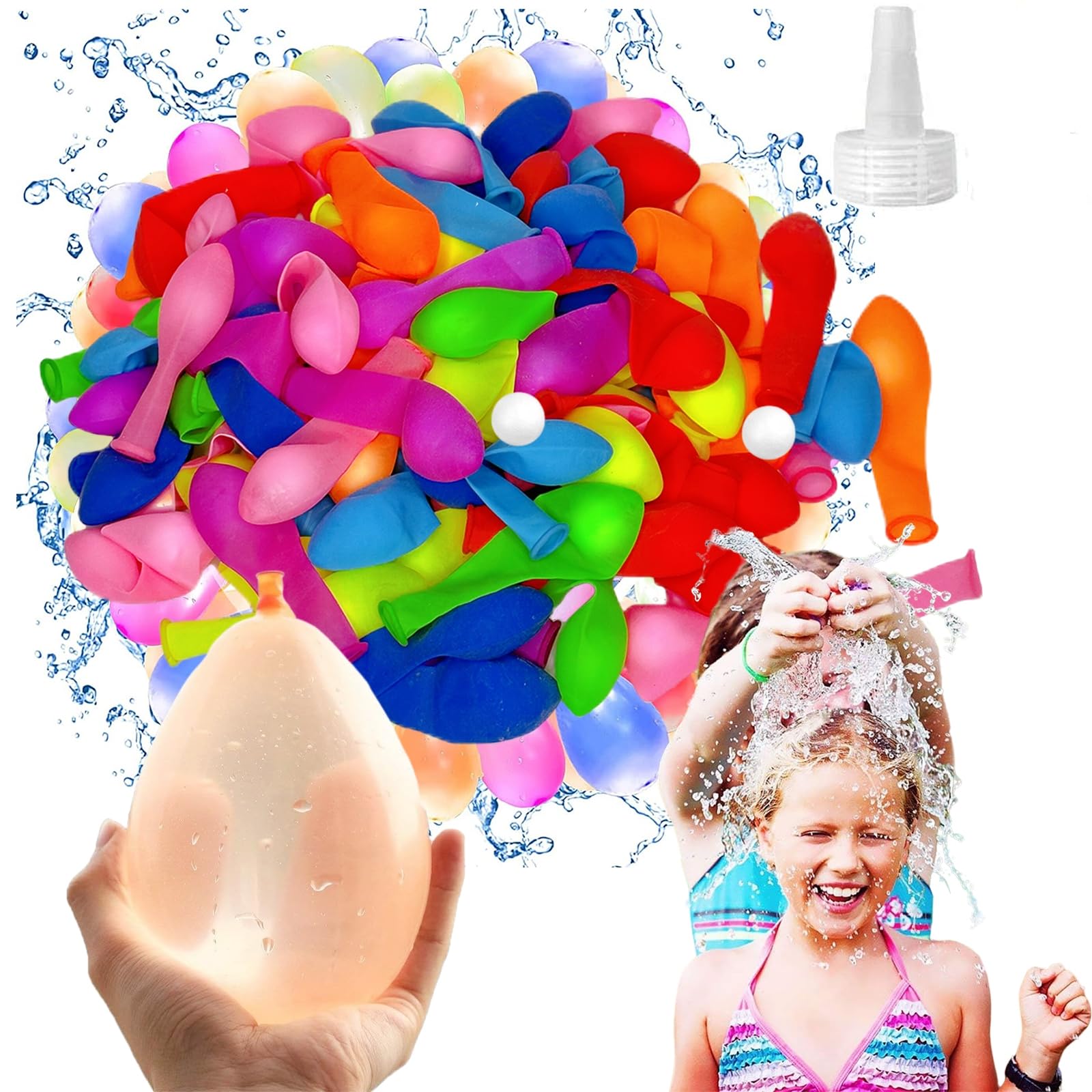 100Pcs Self Sealing Water Bombs Water Balloons with Hose Nozzle for Kids,Adults,Latex Balloons Biodegradable Balloons Water Bomb Balloon for Kids Summer Beach Pool Toy Splash Party Water Fight Games