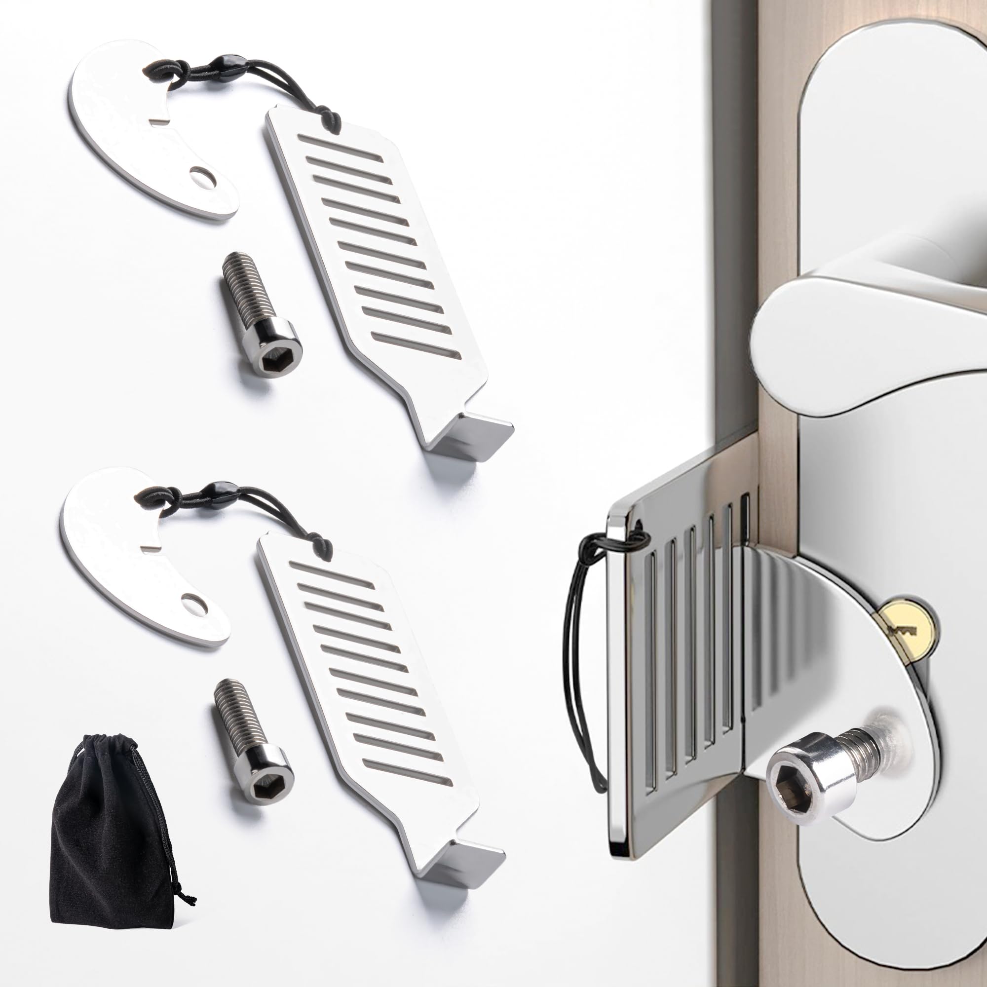 MEGAVOW Security Portable Door Lock Without Drilling, Portable Door Lock, Travel Heavy Duty Locker for Home Hotel Apartment School Personal Protection