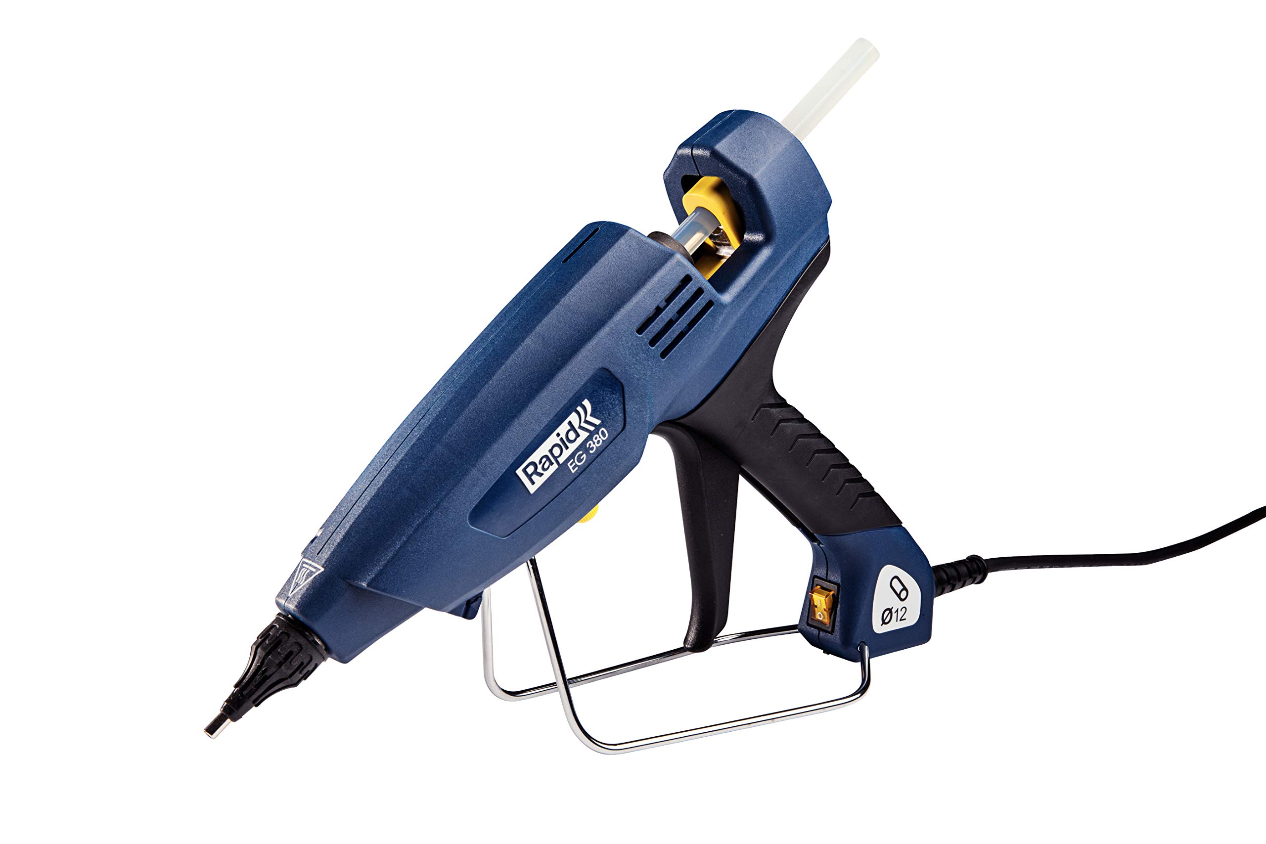 Rapid Hot Glue Gun EG380, 11-12mm Industrial Glue Gun for Installation, 2200 g/hr Output, 130-230 °C Temperature Adjustment, Exchangeable Nozzle, 3.5m Cord (5000018)