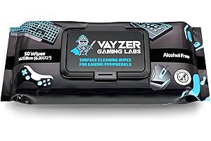 Vayzer Gaming Labs Gaming Peripheral Wipes, Keyboard Cleaner & Electronic Wipes, Safe for Controllers, Keyboards, Laptops, PCs & Mice – Alcohol-Free, Unscented, Paraben-Free, Cleaning Wipes - 50 Pack
