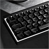 XVX Keycaps, Black Jelly Keyboard Keycaps with Glitter, Starry Key caps OEM Profile, Side Printed Keycap Set Compatible with 61/64/66/68/84/87/96/98/100/108 ANSI Layout MX Switches Mechanical Keyboard