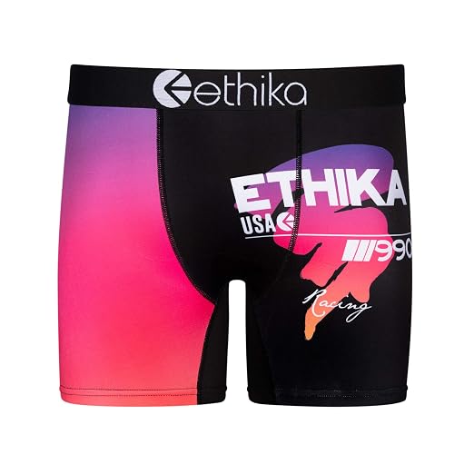 Ethika Men's The Mid Underwear - 6" Inseam, 92% Cotton 8% Spandex Blend (Rasta 420)