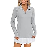 LOMON Women Long Sleeve Shirts Sun Protection 1/4 Zip Summer Quick Dry Hiking Shirts Quarter Zip Pullover for Women