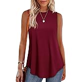 OFEEFAN High Neck Tank Tops for Women Loose Fit Sleeveless Top Summer Clothes Womens Tunic Tops to Wear with Leggings