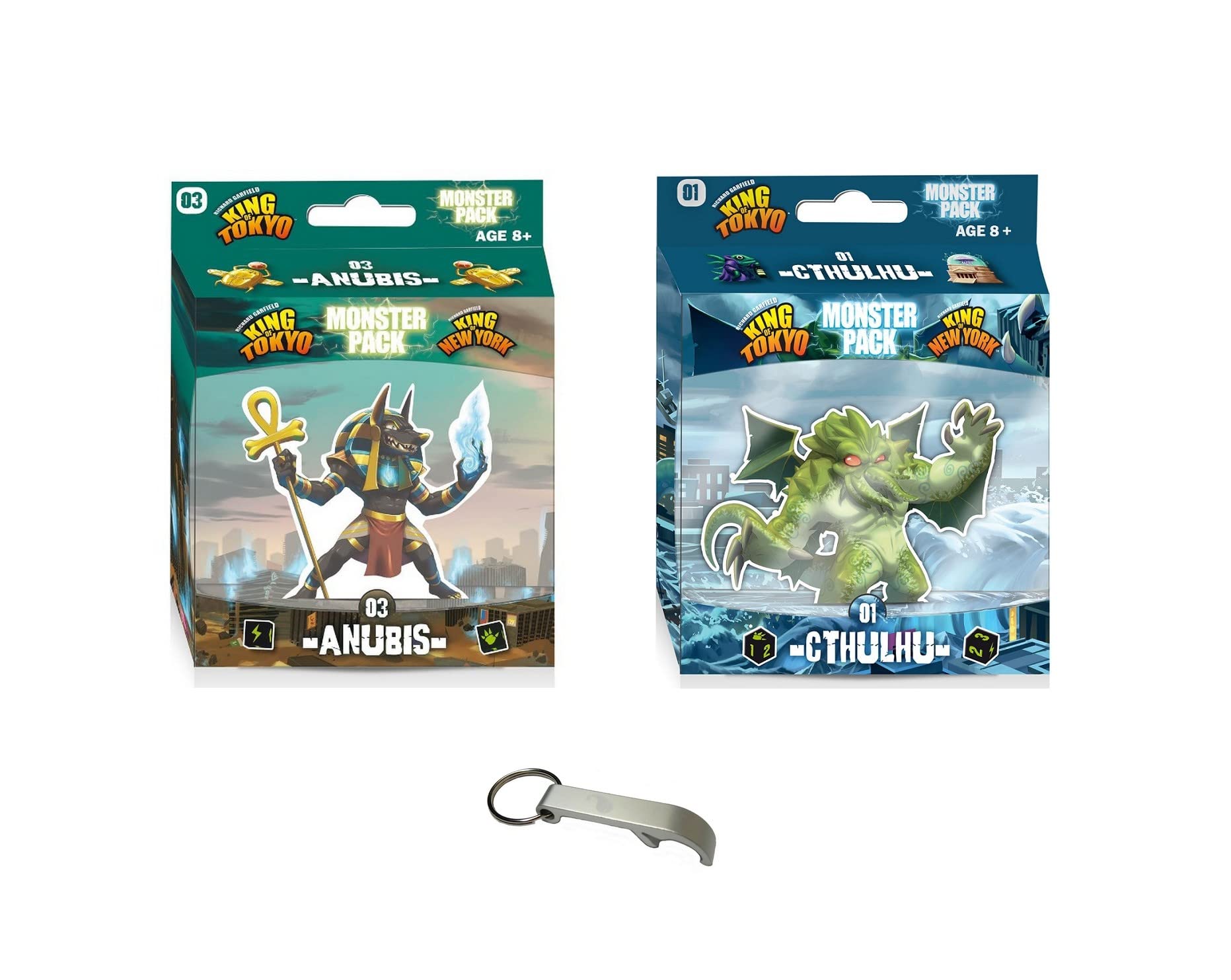 King of Tokyo 2 Monster Pack French Version: Anubis + Cthulhu + 1 Bottle Opener Blumie (Anubis + Cthulhu)