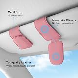 TCJJ Car Visor Sunglasses Holder Leather Clip Pink view 4