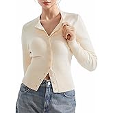 SUUKSESS Women Button Down Cardigan Crew Neck Sweaters Ribbed Knitted Slim Fit Tops