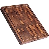 THETCHRY Walnut Wood Cutting Boards for Kitchen, Large Chopping Board Double Sided, End Grain Cutting Board with Handle, Charcuterie Butcher Block for Meal Prep & Serving with Gift Box, 17"×13"×1"